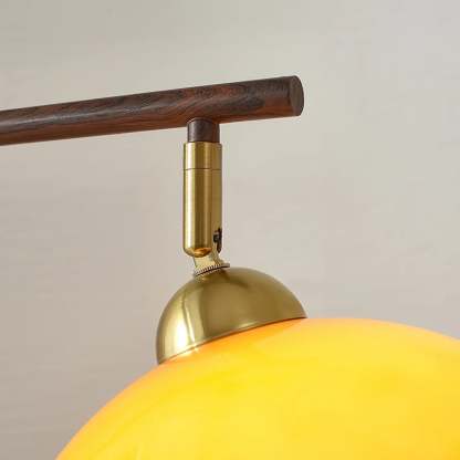 Retro Glass Dome Metal Floor Lamp With Table