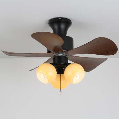 Ventilador de Techo con Luz Lunara Vintage con aspas de ABS y pantalla de cristal