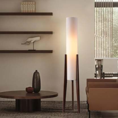 Hakka Minimalist Wood Fabric Floor Light