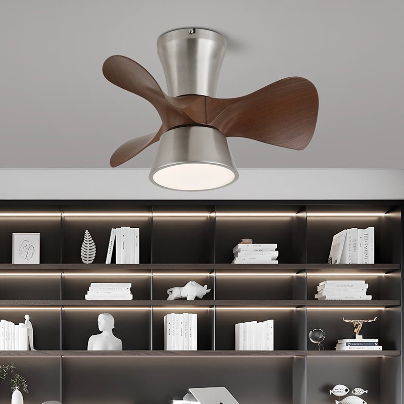 Ventilador de techo Luvora minimalista en un dormitorio