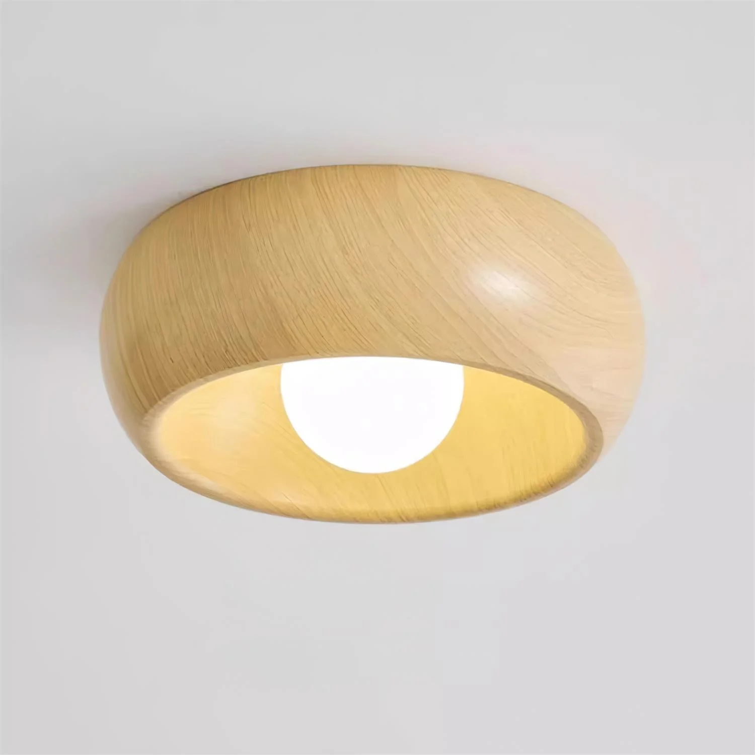 Muto Modern Round Wood Ceiling Light Fixture Hallway Bedroom Living Room