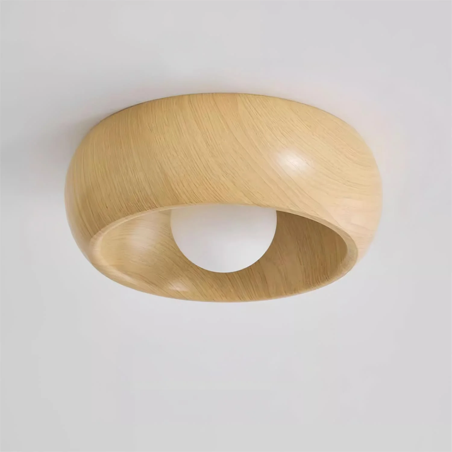 Muto Modern Round Wood Ceiling Light Fixture Hallway Bedroom Living Room