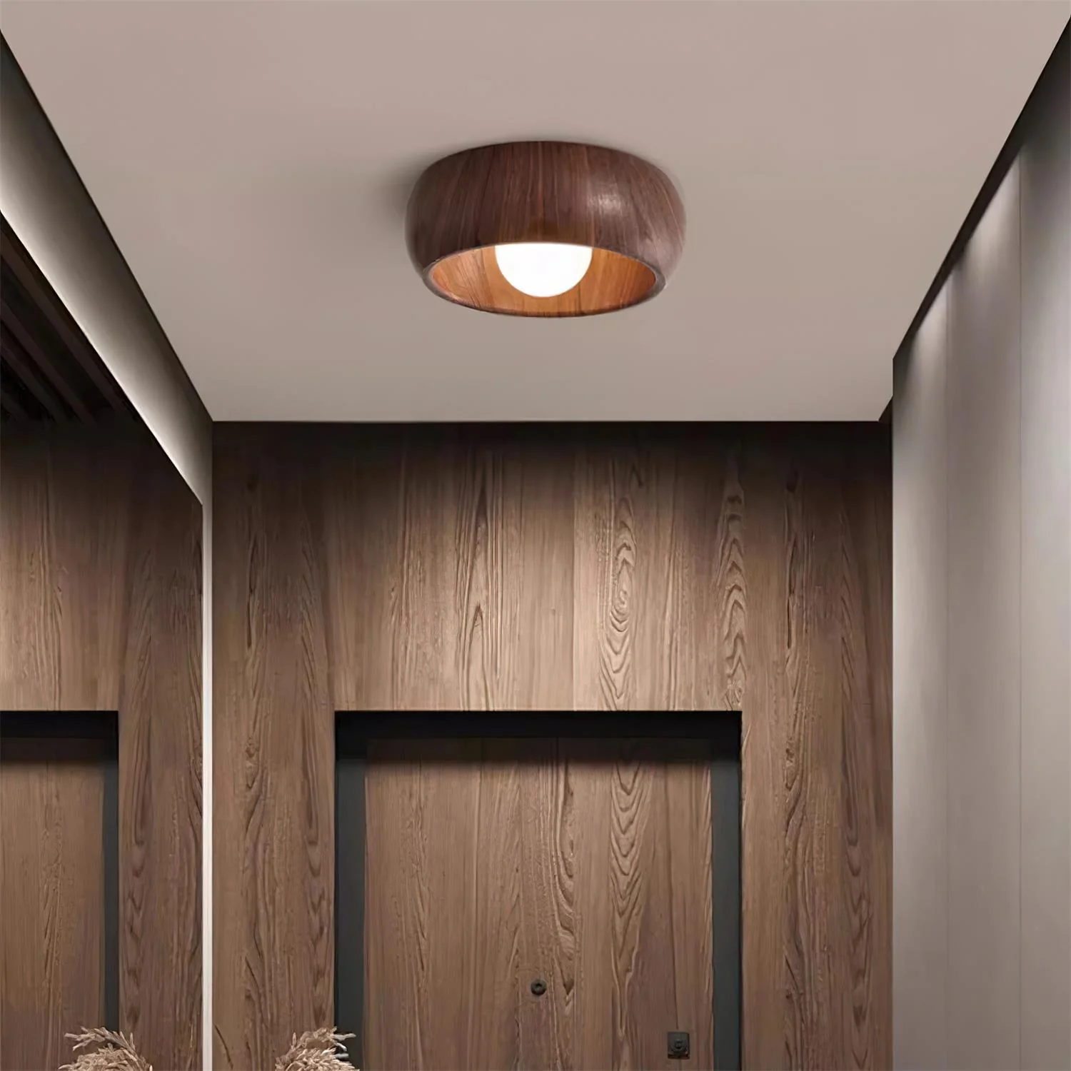 Muto Modern Round Wood Ceiling Light Fixture Hallway Bedroom Living Room