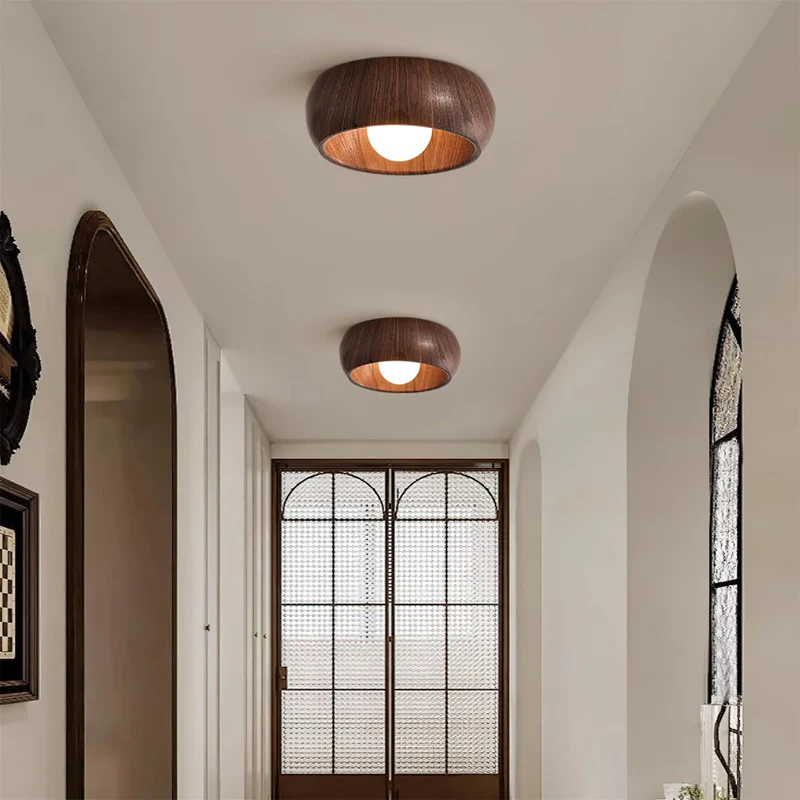 Muto Modern Round Wood Ceiling Light Fixture Hallway Bedroom Living Room