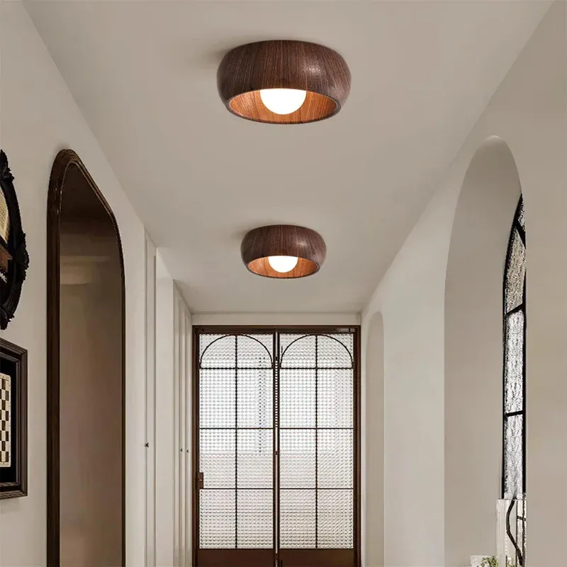 Muto Modern Round Wood Ceiling Light Fixture Hallway Bedroom Living Room