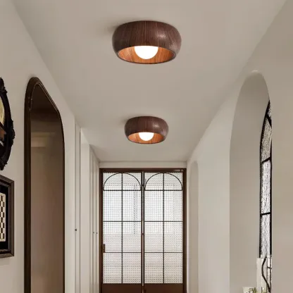 Muto Modern Round Wood Ceiling Light Fixture Hallway Bedroom Living Room