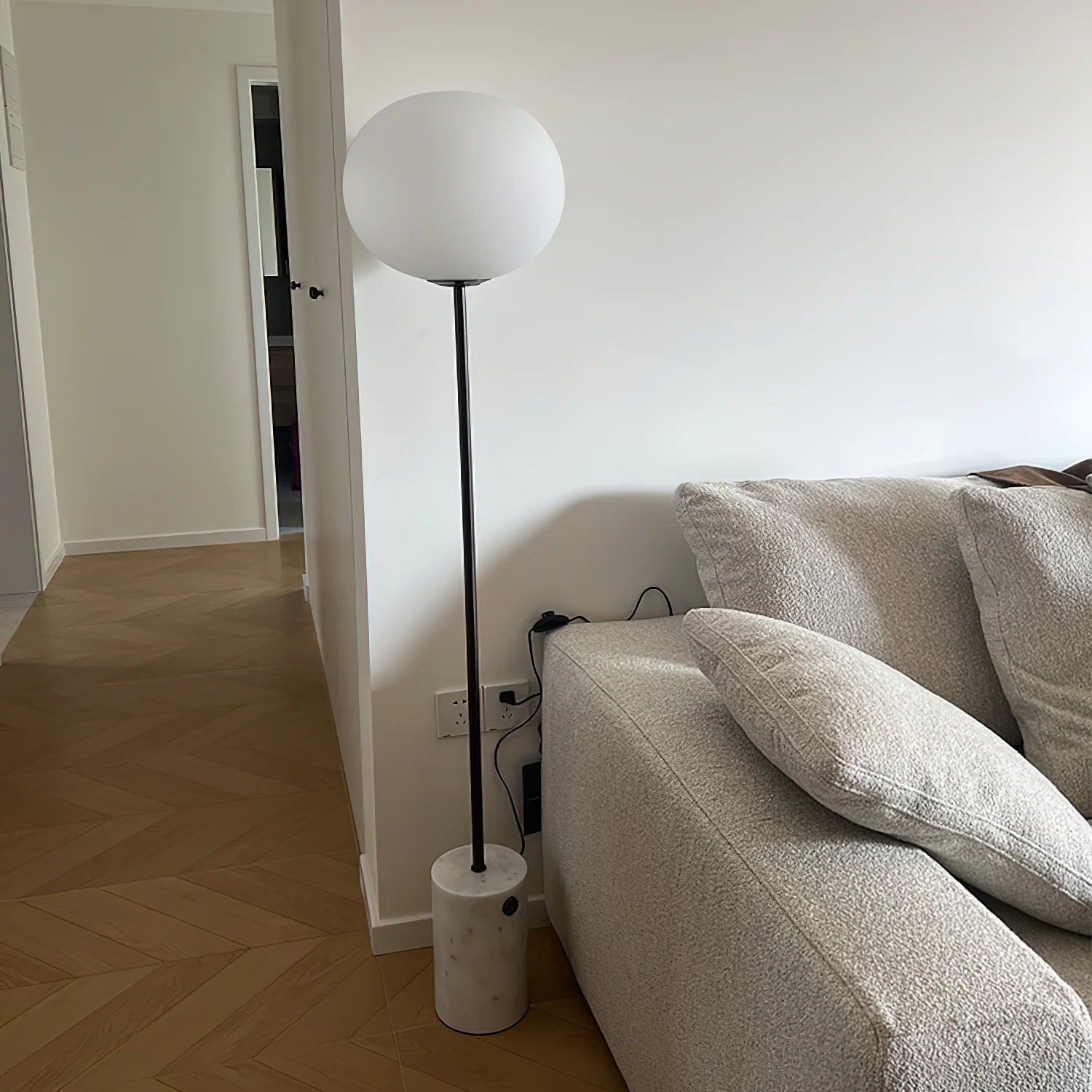 Axis Minimalist Alabaster Brass Floor Lamp