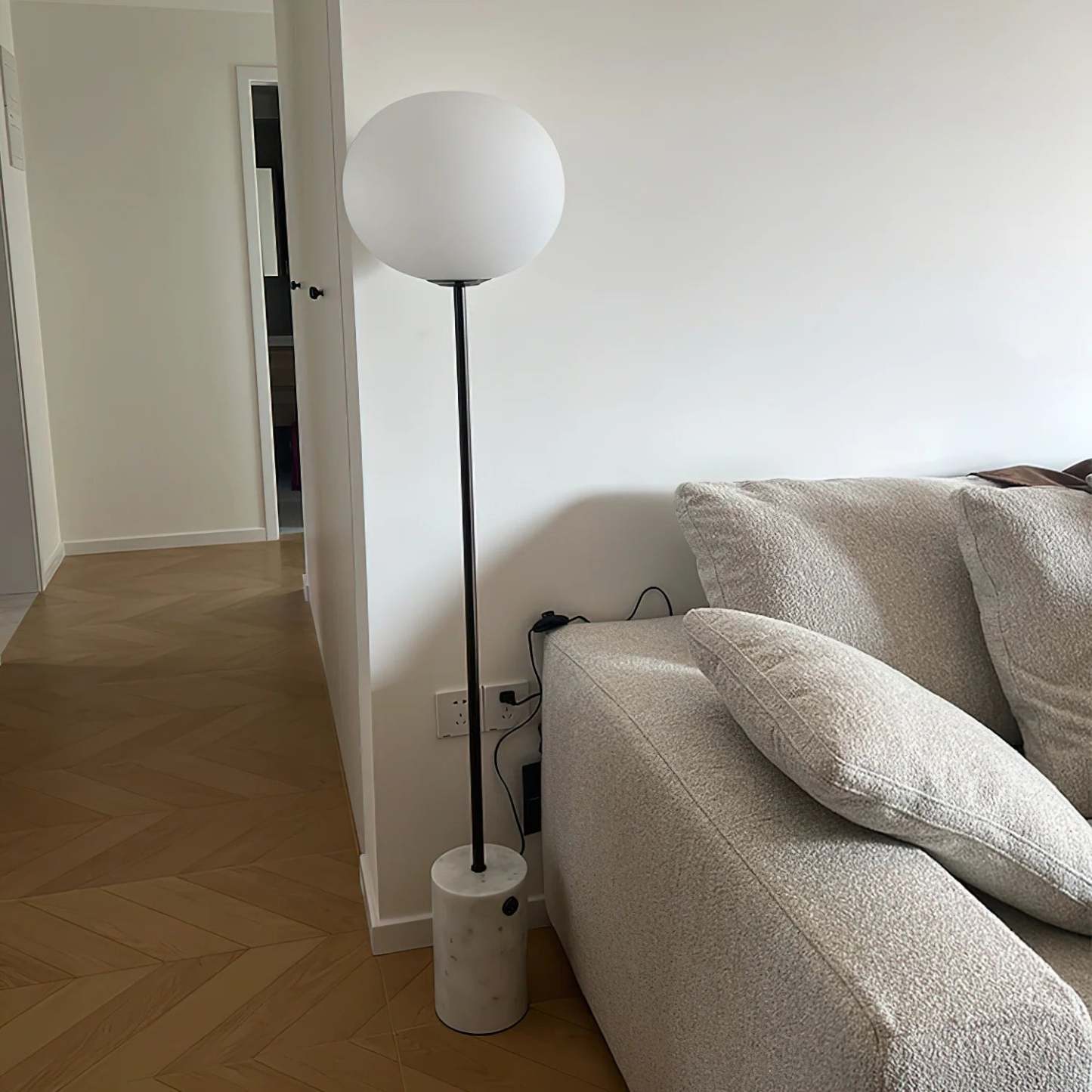 Axis Minimalist Alabaster Brass Floor Lamp