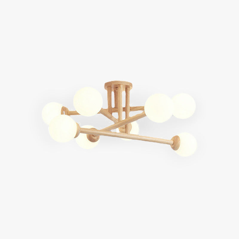 Ozawa Nórdica Multiple Bolas Vidrio Lámpara de Techo Madera
