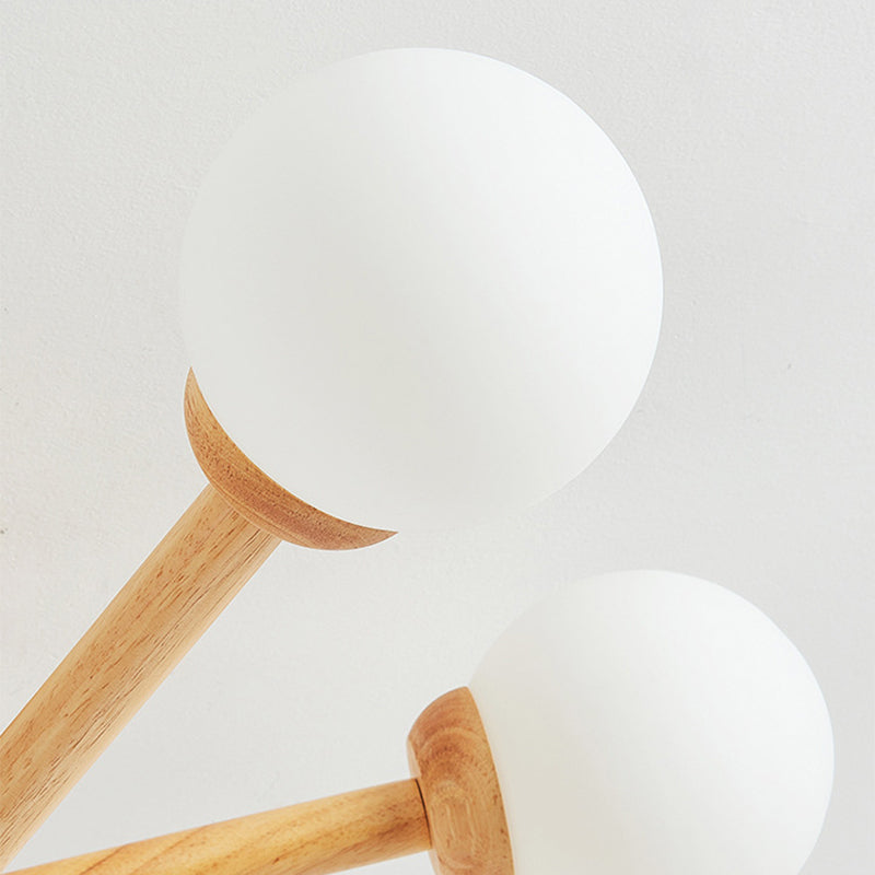 Ozawa Nórdica Multiple Bolas Vidrio Lámpara de Techo Madera