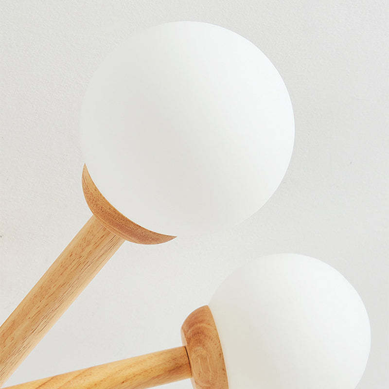 Ozawa Nórdica Multiple Bolas Vidrio Lámpara de Techo Madera