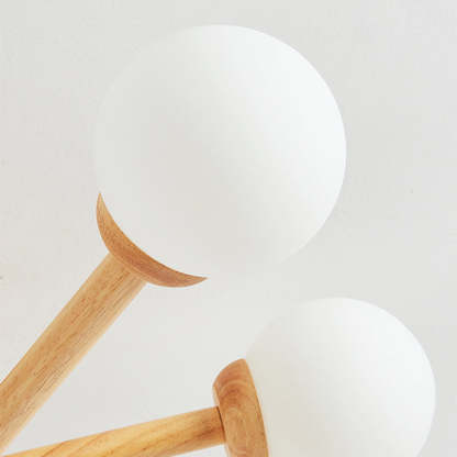 Ozawa Nórdica Multiple Bolas Vidrio Lámpara de Techo Madera