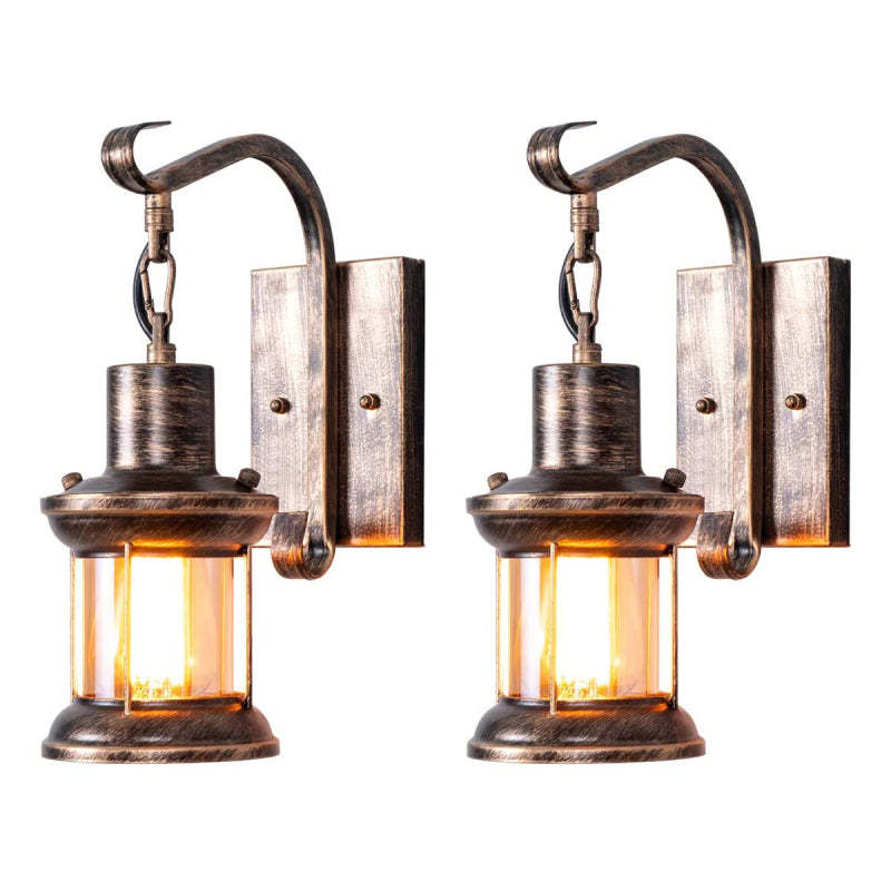 Alessio Industrial Retro Wall Lamp Negro/Bronce Interior Metal/Vidrio