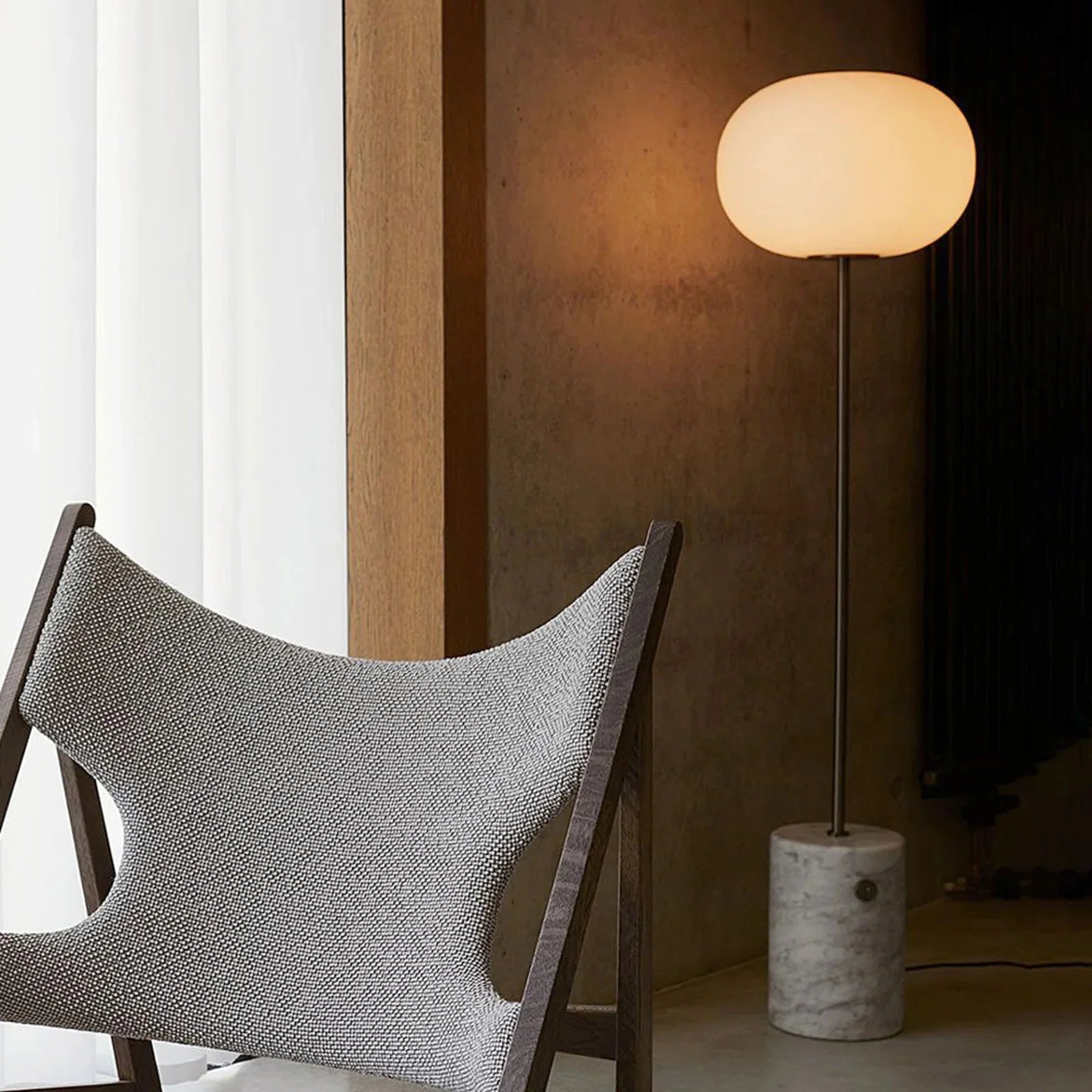 Axis Minimalist Alabaster Brass Floor Lamp