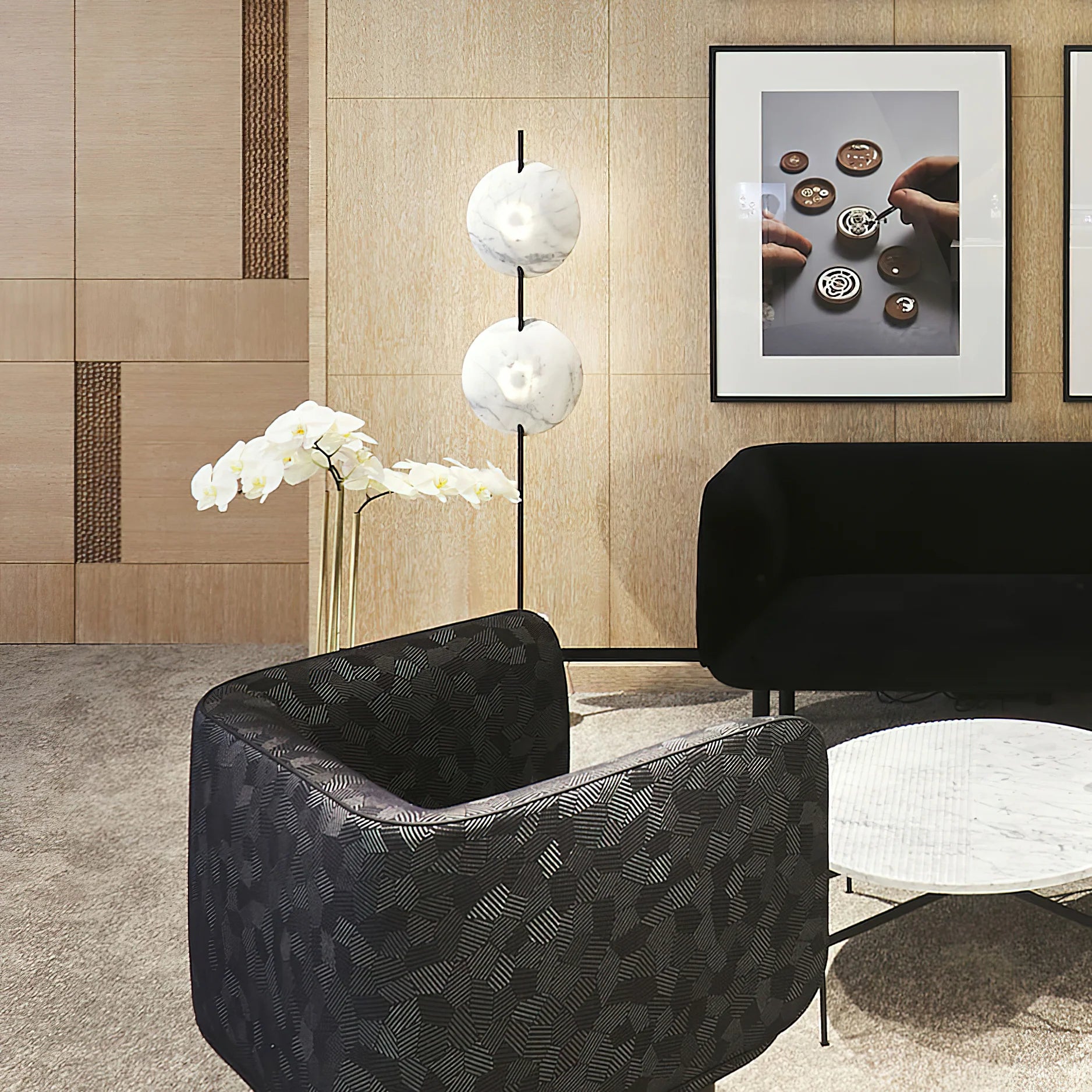 Dune Marble Round Resin Floor Lamp