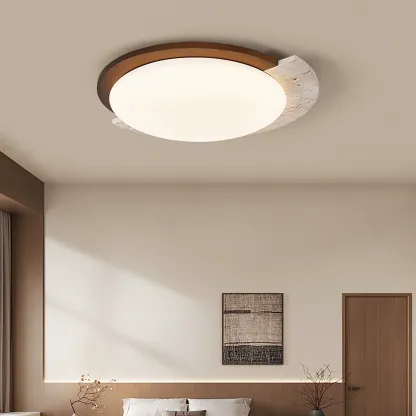 Ozawa Vintage Round Acrylic Wood Ceiling Lamp Bedroom Living Room