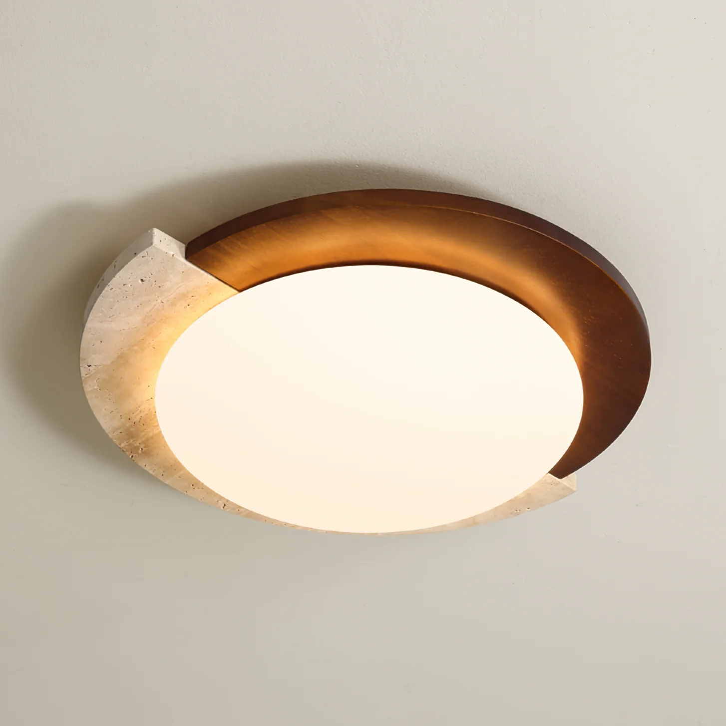 Ozawa Vintage Round Acrylic Wood Ceiling Lamp Bedroom Living Room