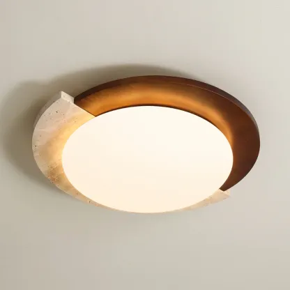 Ozawa Vintage Round Acrylic Wood Ceiling Lamp Bedroom Living Room