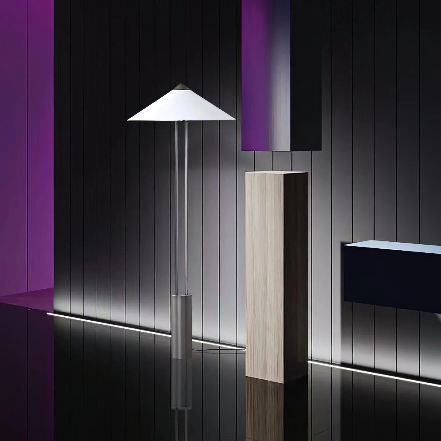 Axis Twin Post Cone Shade Metal Floor Lamp
