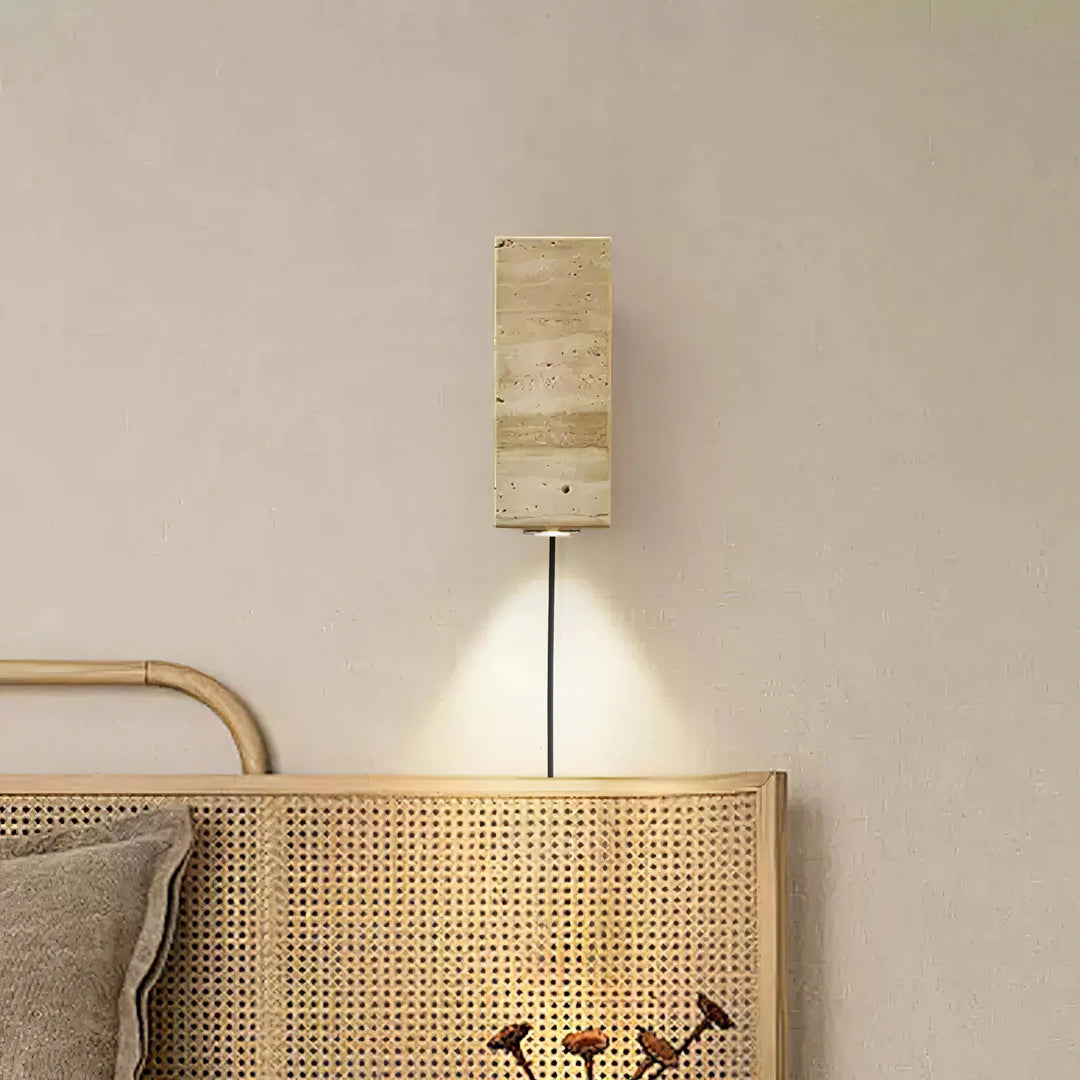 Dune Blend Yellow Travertine Wood Wall Light