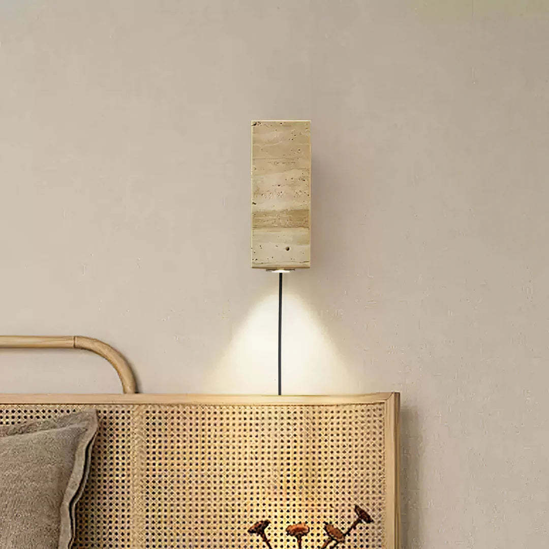 Dune Blend Yellow Travertine Wood Wall Light
