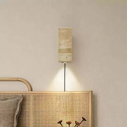 Dune Blend Yellow Travertine Wood Wall Light