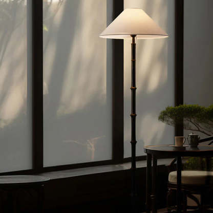 Retro Crackle Black Resin Floor Lamp