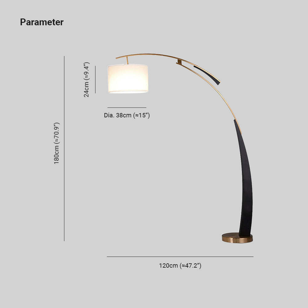Axis Curvado Hierro Tela Lámpara de Pie