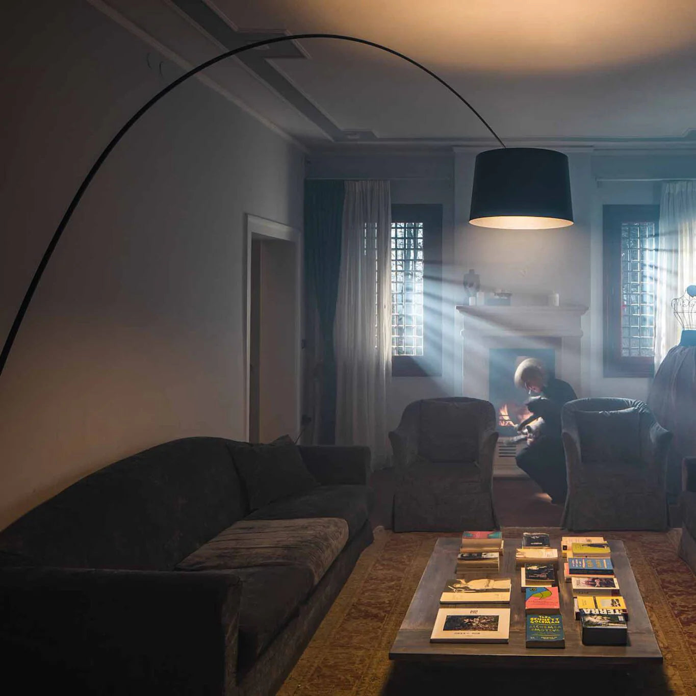 Axis Curved Drum Shade Floor Lamp