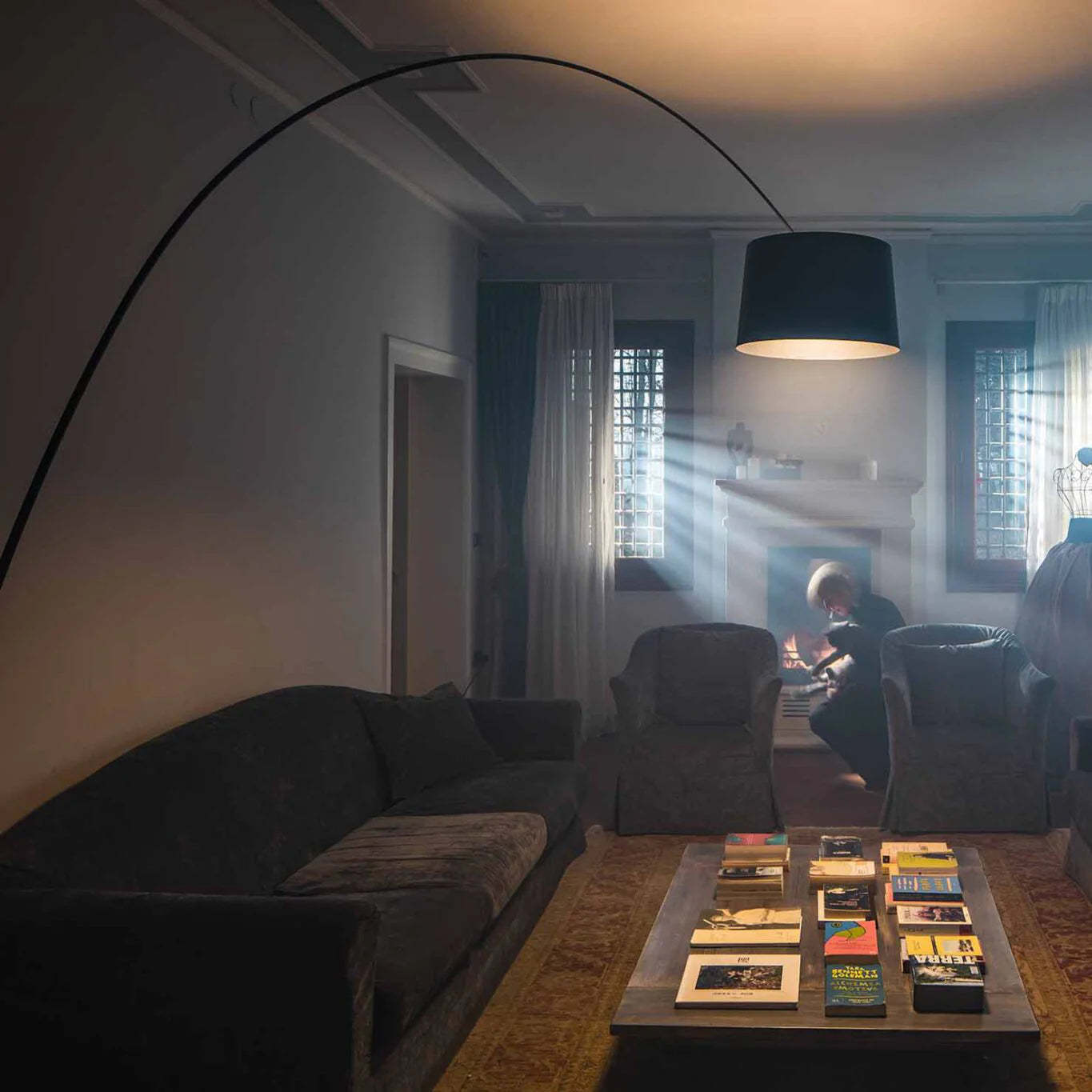 Axis Curved Drum Shade Floor Lamp
