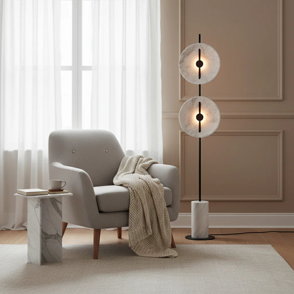 Dune Marble Round Resin Floor Lamp