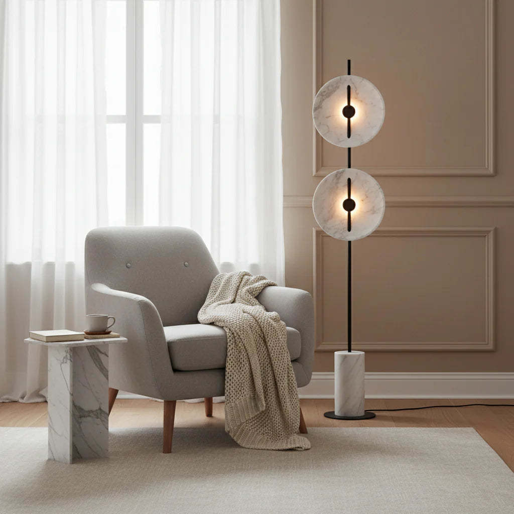 Dune Marble Round Resin Floor Lamp