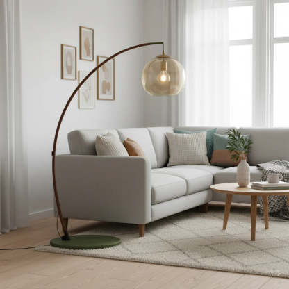 Halo Amber Glass Arc Floor Lamp