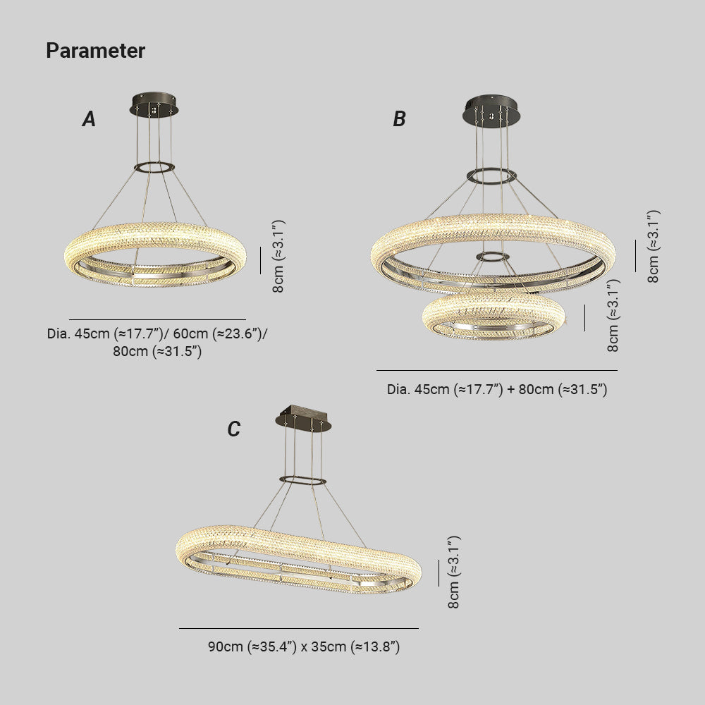 Muse Cristal Anillo LED Lámparas de Araña