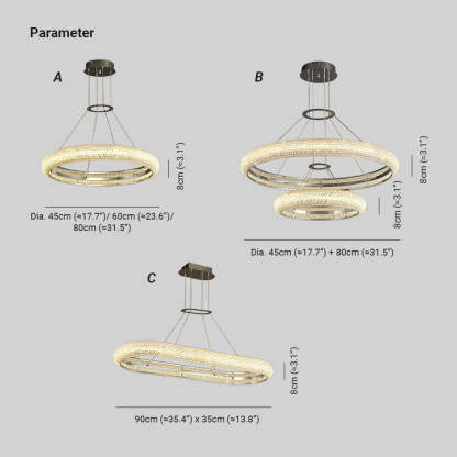 Muse Cristal Anillo LED Lámparas de Araña