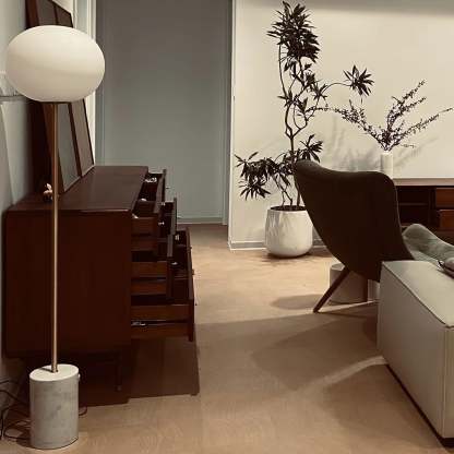 Axis Minimalist Alabaster Brass Floor Lamp