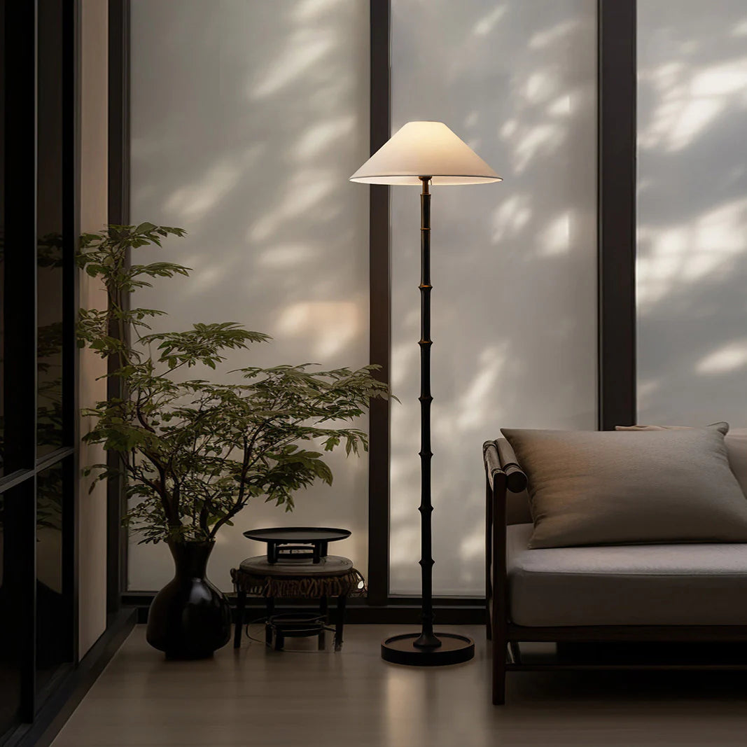 Retro Crackle Black Resin Floor Lamp