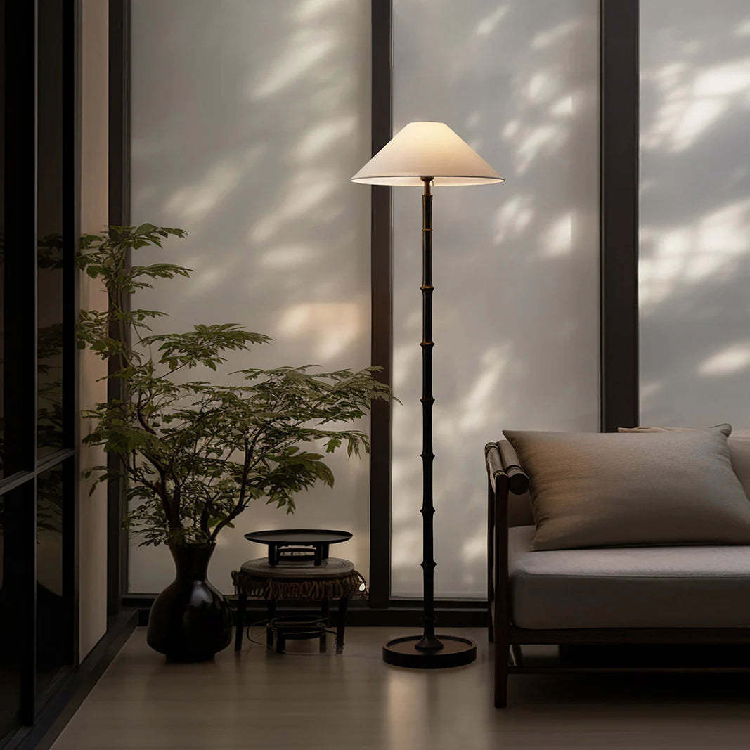 Retro Crackle Black Resin Floor Lamp