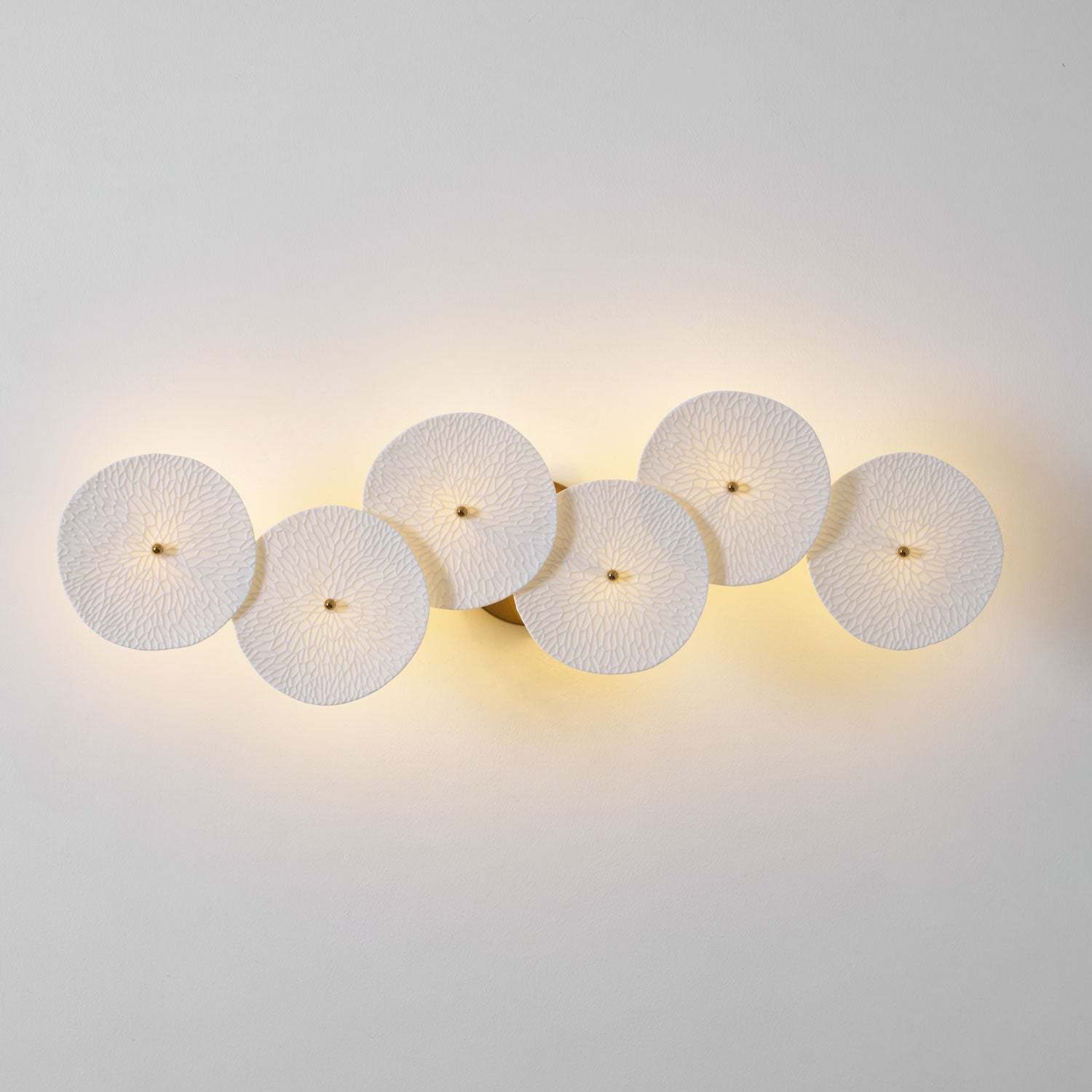 Hakka Contemporary Ceramic Brass Lotus Petal Wall Light