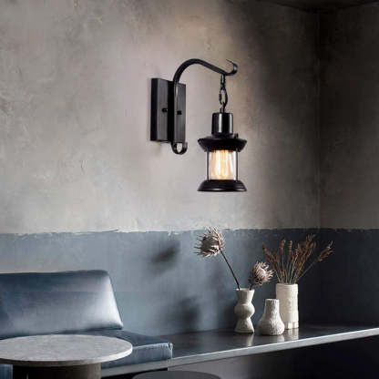 Alessio Industrial Retro Wall Lamp Negro/Bronce Interior Metal/Vidrio