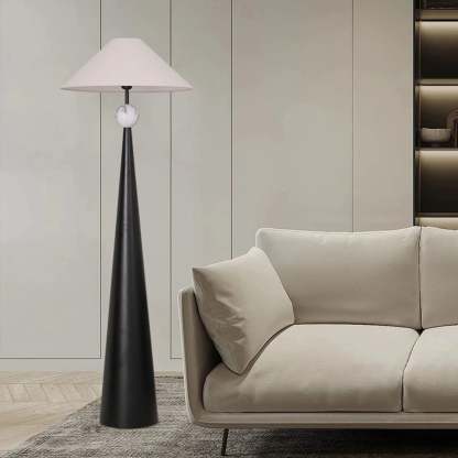 Hakka Fabric Metal Cone Floor Lamp