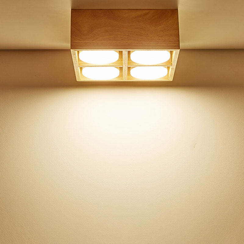 Ozawa Moderna Cuadrada Madera/Acrílico Lámpara de Techo Madera