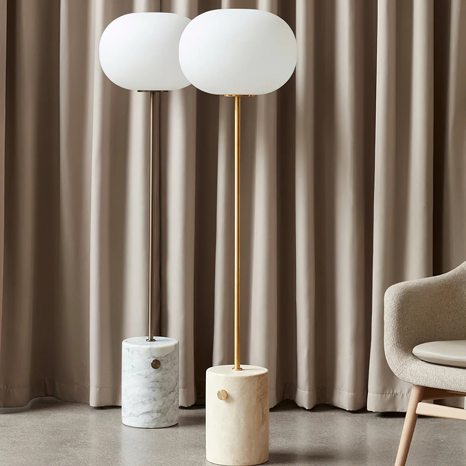 Axis Minimalist Alabaster Brass Floor Lamp