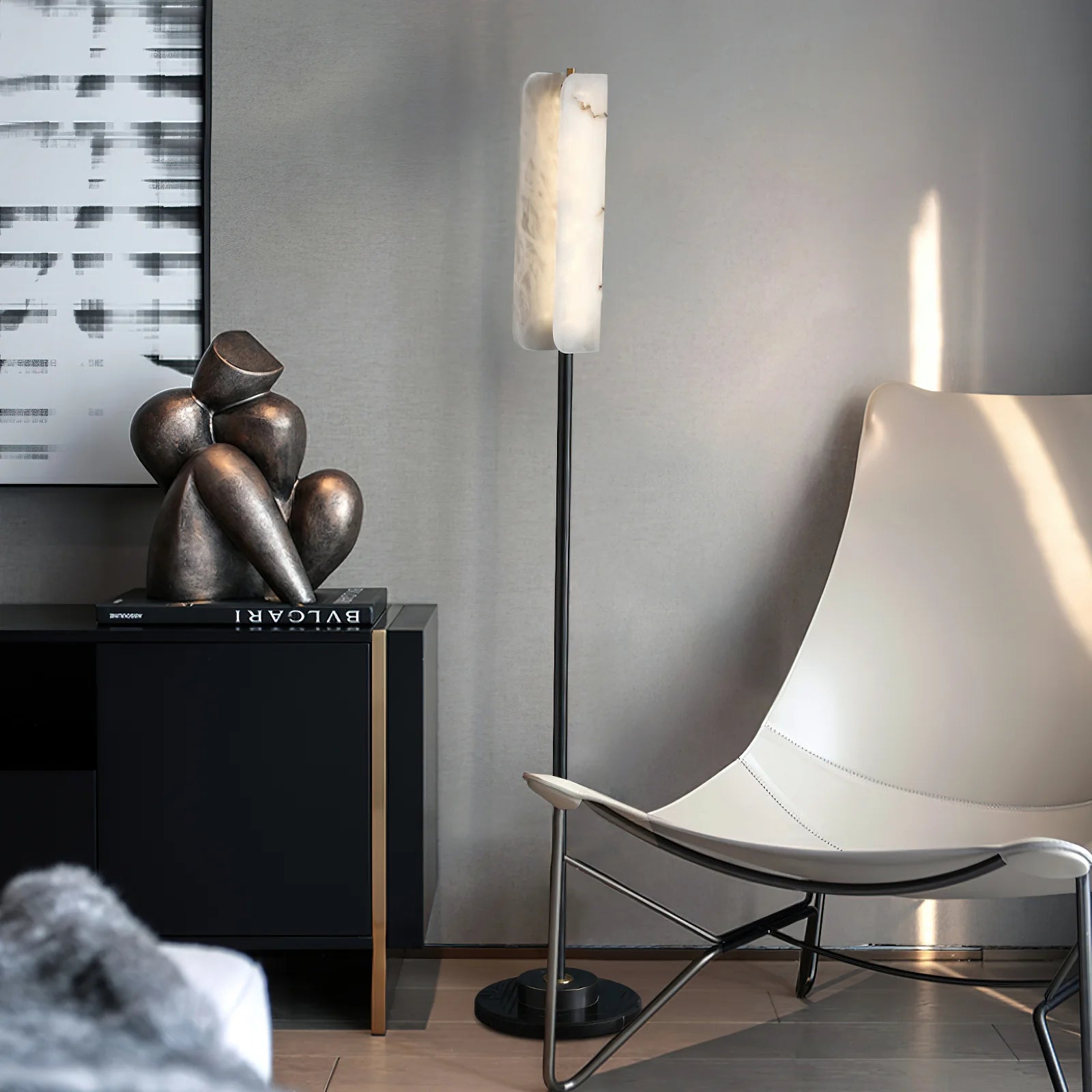 Dune Minimalist Alabaster Floor Lamp