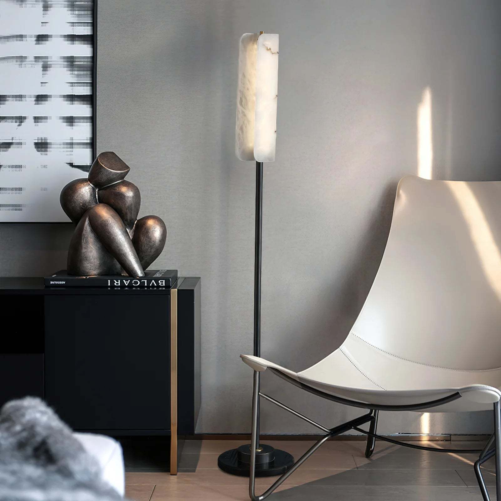 Dune Minimalist Alabaster Floor Lamp