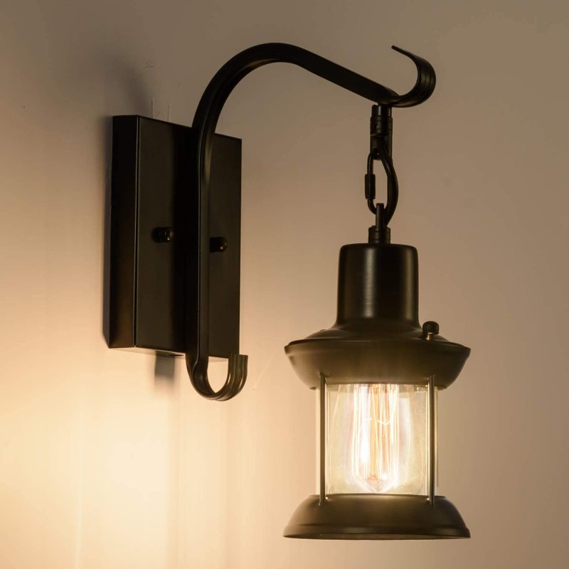 Alessio Industrial Retro Wall Lamp Negro/Bronce Interior Metal/Vidrio