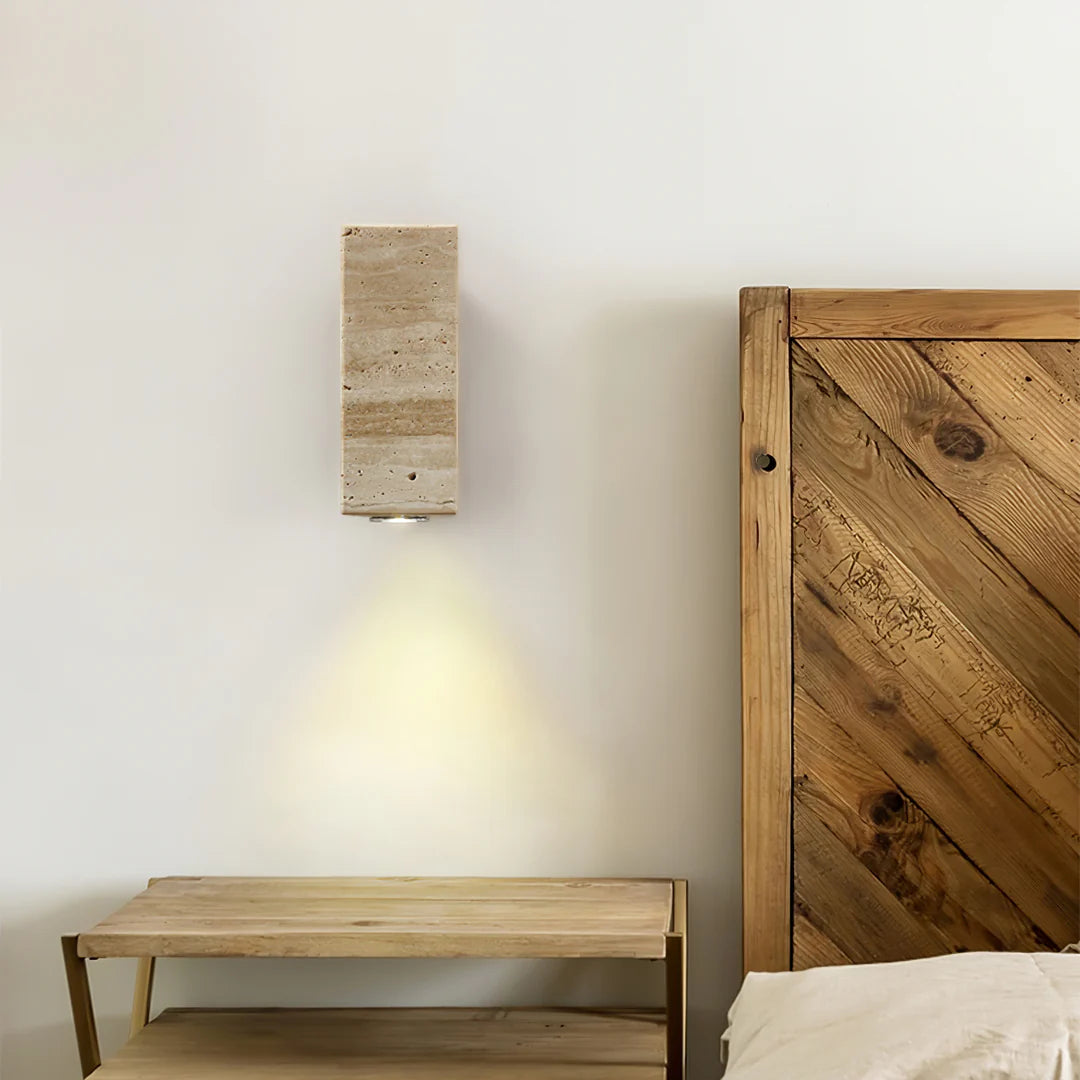 Dune Blend Yellow Travertine Wood Wall Light