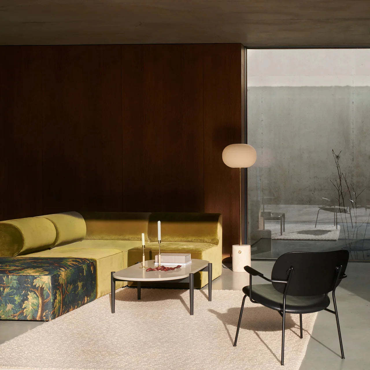 Axis Minimalist Alabaster Brass Floor Lamp