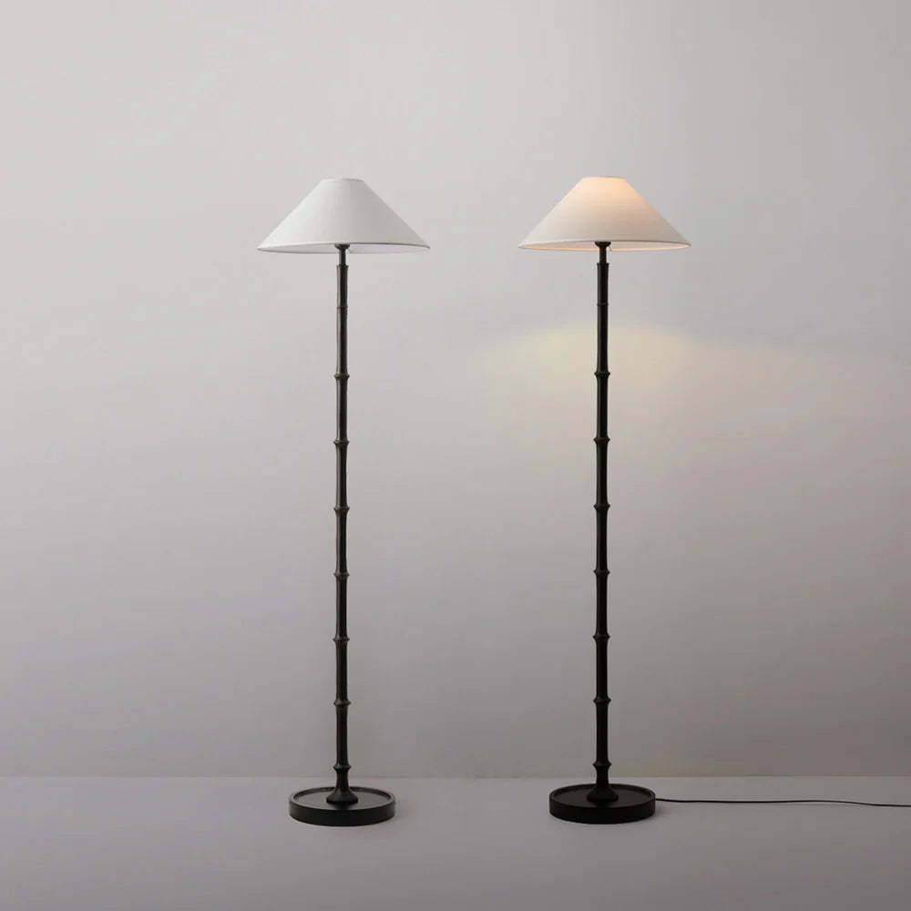 Retro Crackle Black Resin Floor Lamp