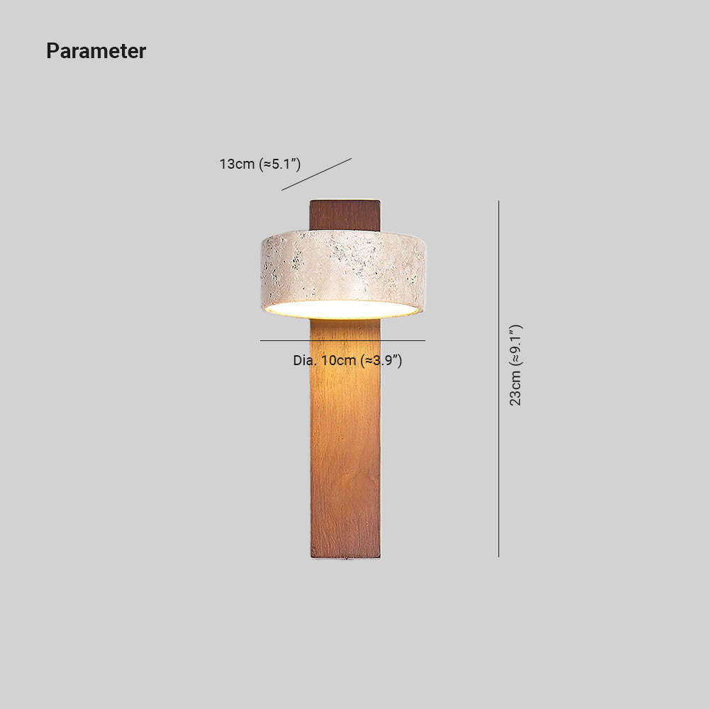 Hakka Wood & Travertine Wall Lamp